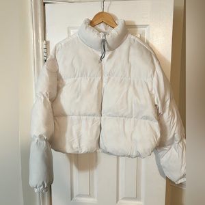 NEW bright white puffer jacket, size Medium